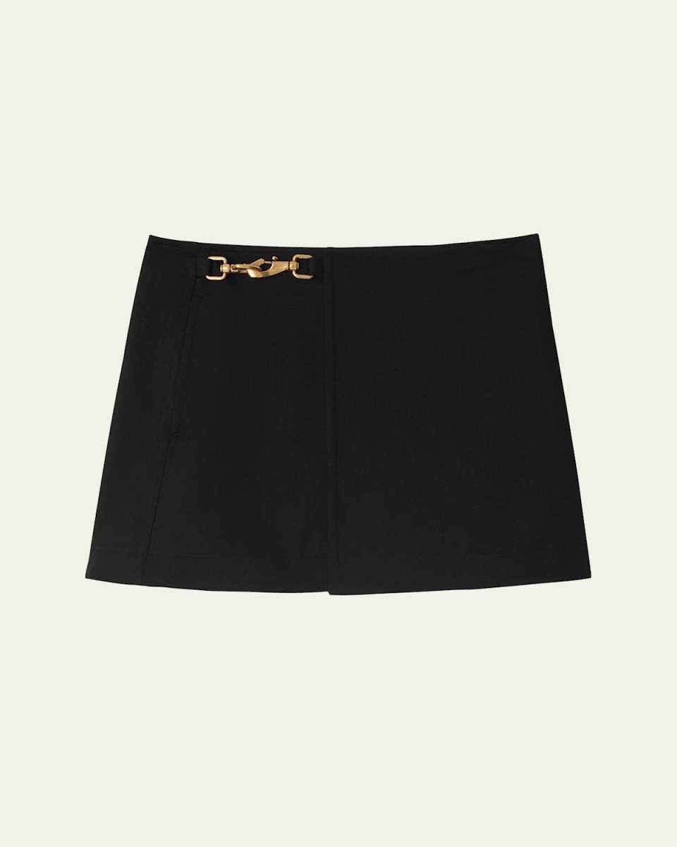 Mini Wool Skirt with Horse Clip